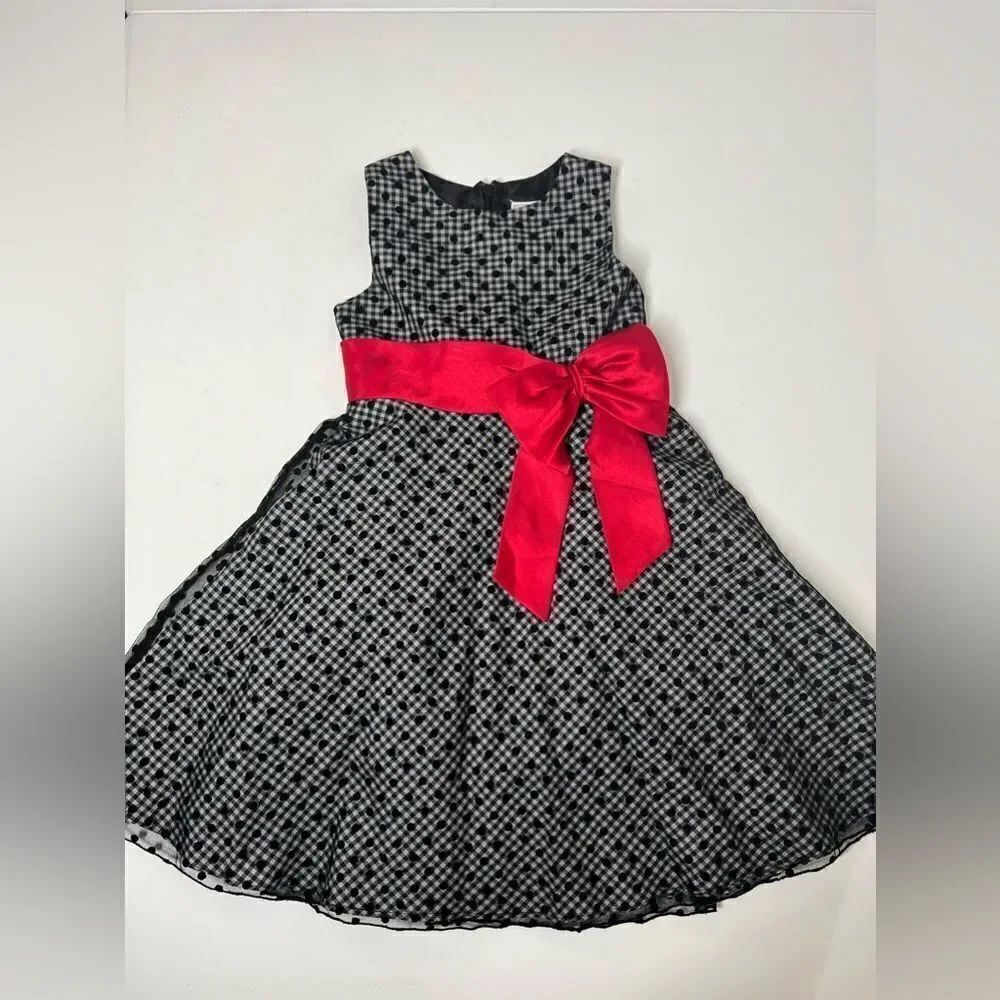Samantha Says Girls Dress Black Lace Red Bow Size 5 EUC Layered Lined